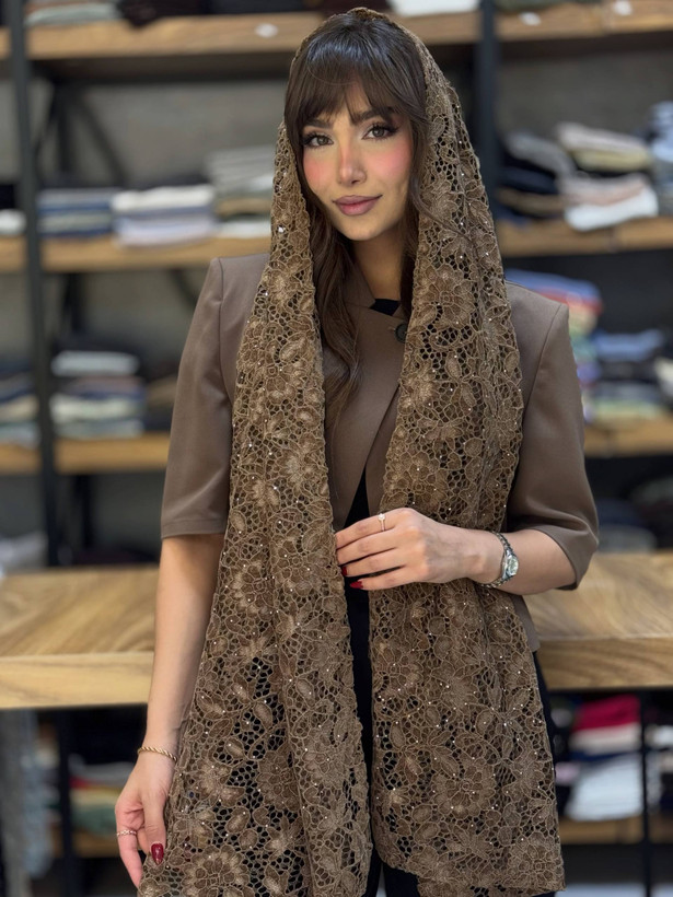 شال مخمل نگین دار مجلسی زنانه