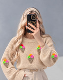کراپ بافت پاییزه زنانه طرح بستنی